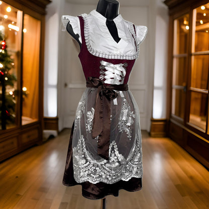 Red & Brown Lace Dirndl Dress Bella