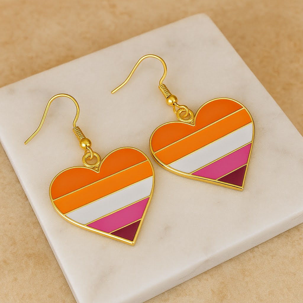Lesbian Pride Flag Heart Dangles