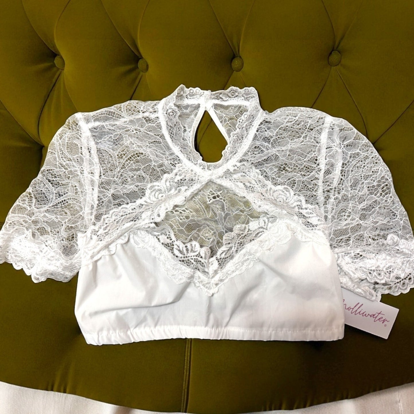 White Lace Keyhole Dirndl Blouse