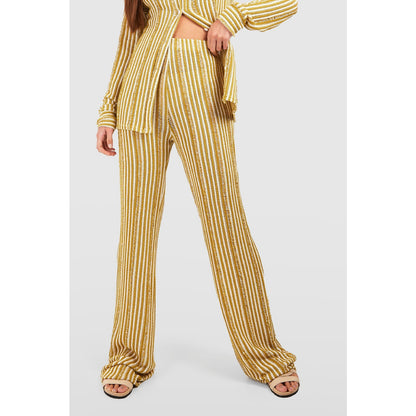 Open Weave Knit Mustard Pants