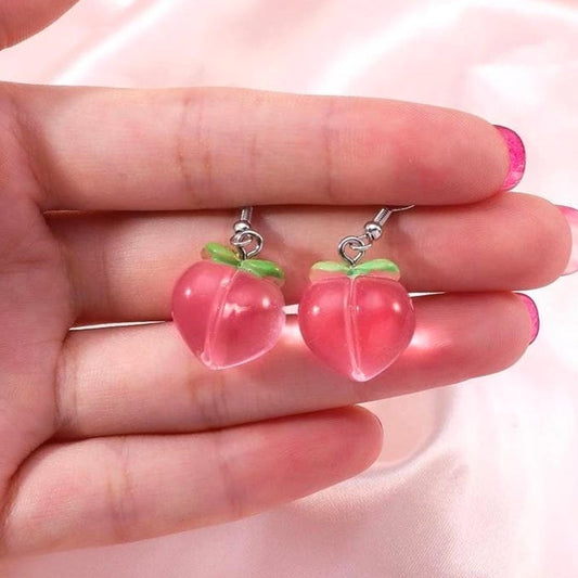 Peach Pink Dangle Earrings