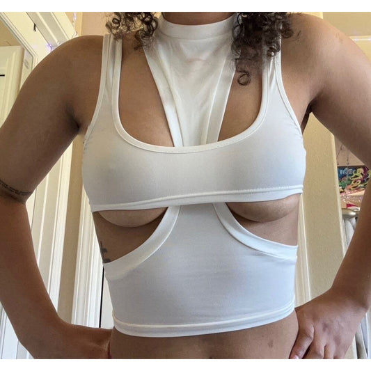 Small White Sexy Cut Out Crop Top