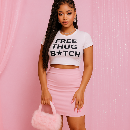Free Thug B*tch White Crop Tee