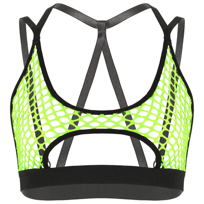 Rave Mesh Crisscross Crop Top Clubwear