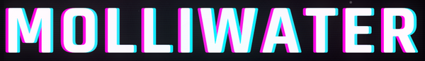 Molliwater logo with a star rating on a black background