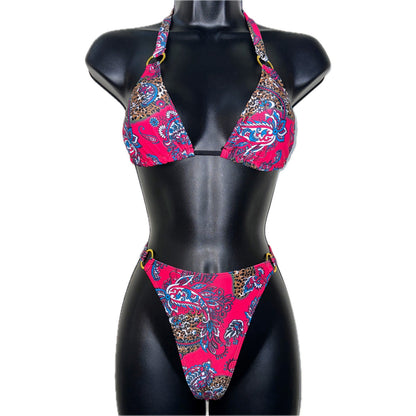 Small Pink Paisley Bikini Swimsuit Set