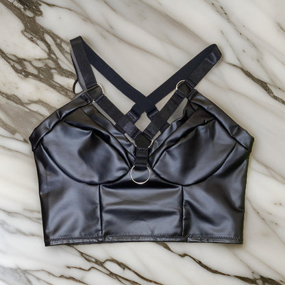 Vegan Leather Strappy Top