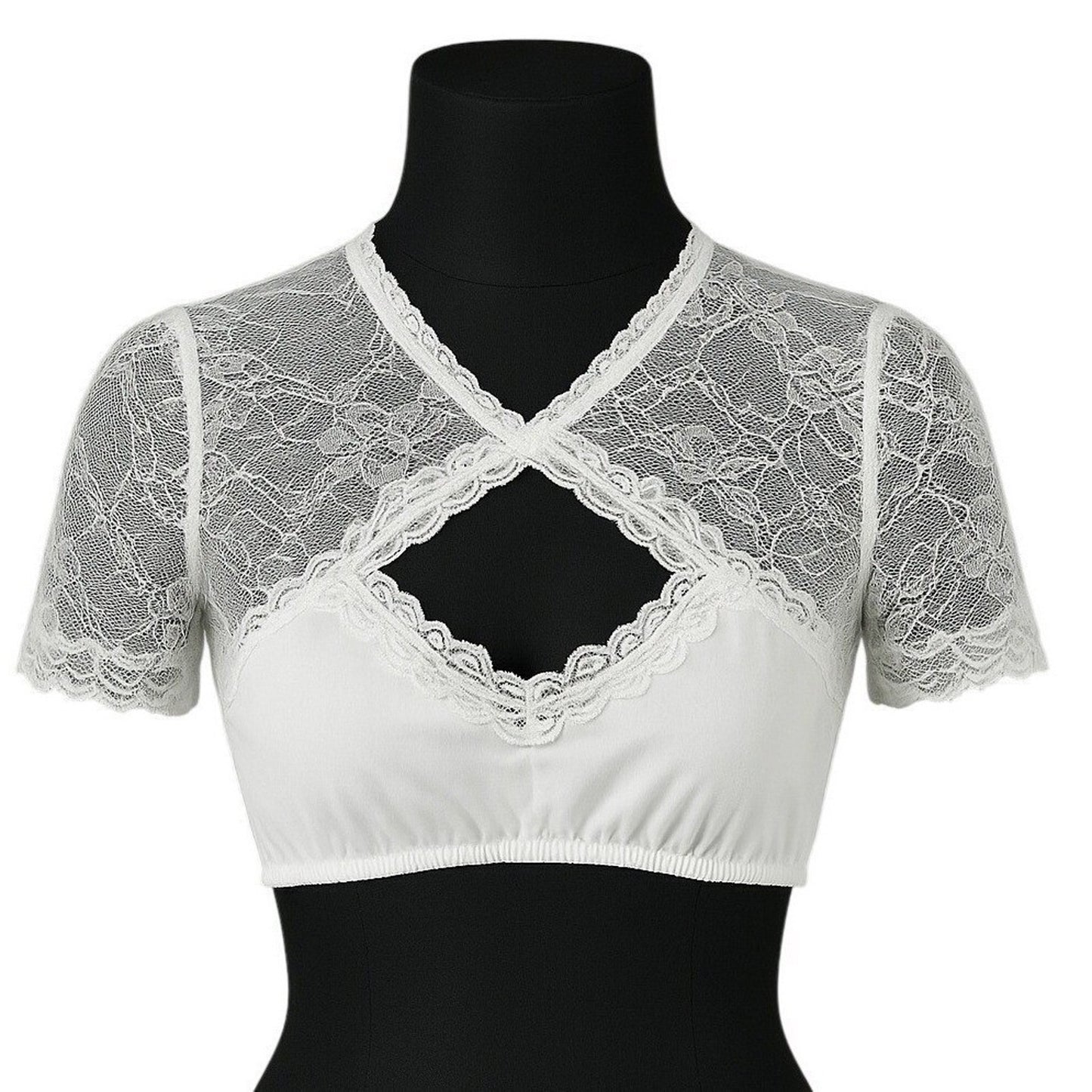 White Lace Keyhole Dirndl Blouse