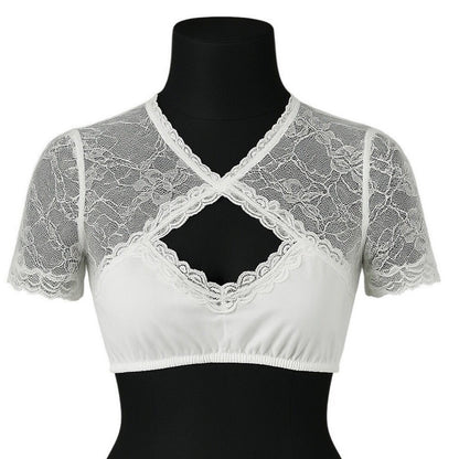 White Lace Keyhole Dirndl Blouse