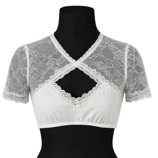 White Lace Keyhole Dirndl Blouse
