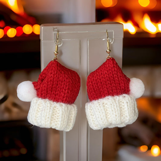 Knit Santa Claus Hat Earrings