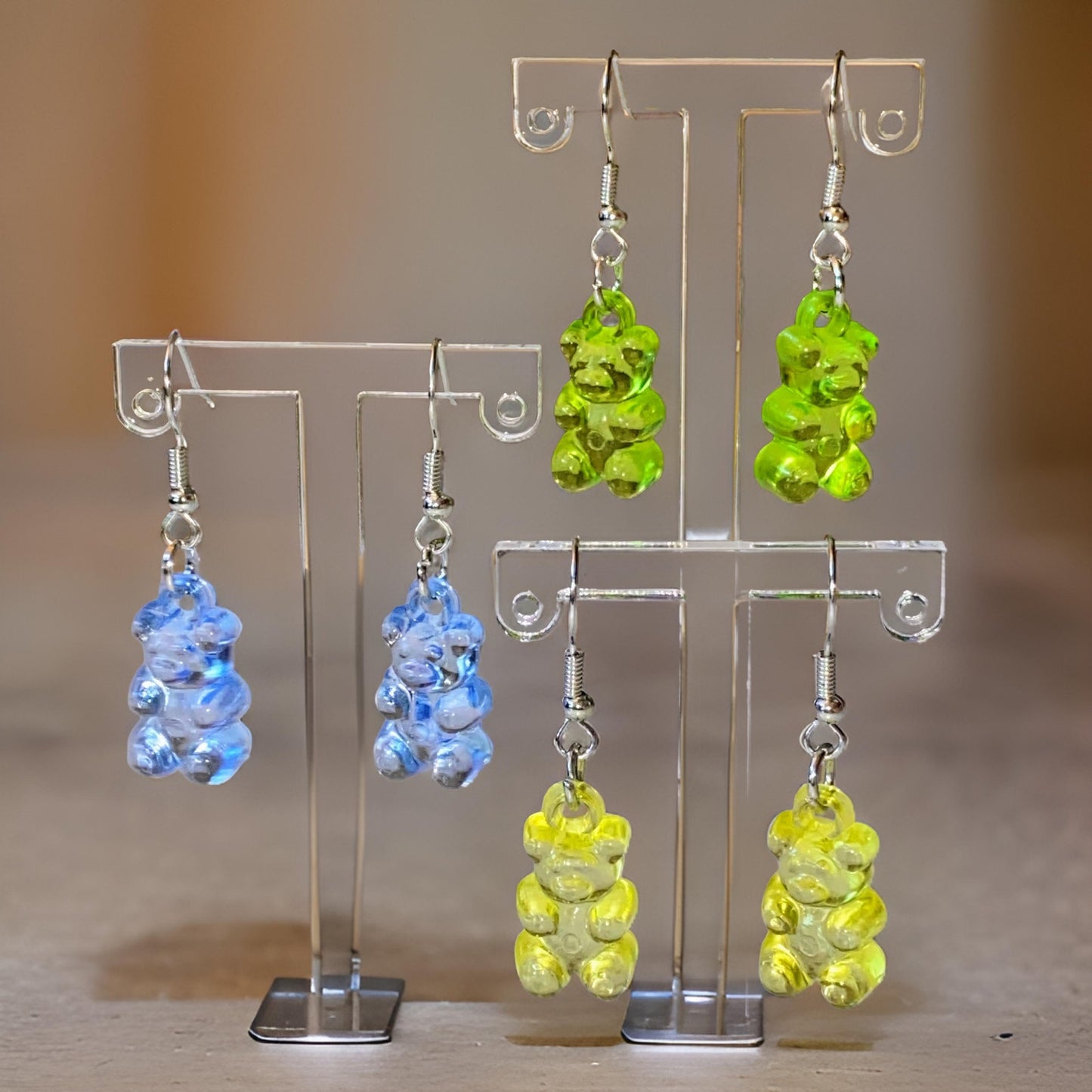 3 Pairs Gummy Bear Clear Earrings