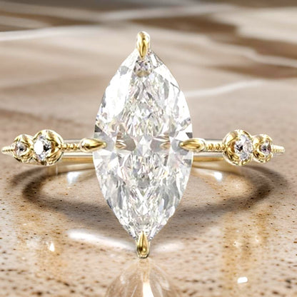 Size 7 Cubic Zirconia Marquise Solitaire Pronged Gold Ring