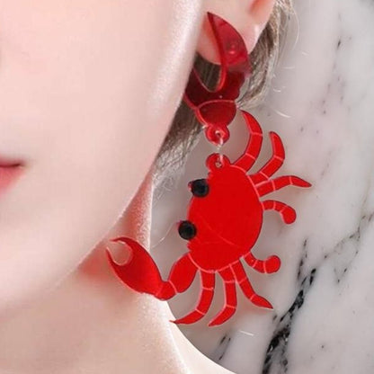 Red Crab Acrylic Drop Earrings