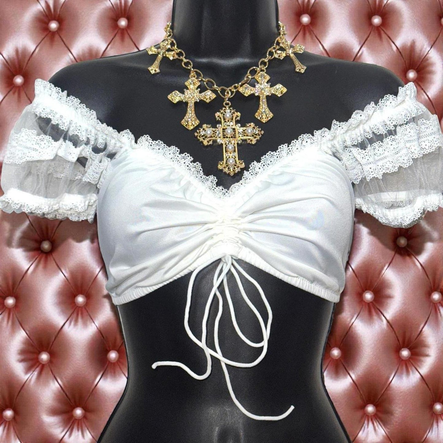 Amelia Ruched Off Shoulder Dirndl Blouse - White