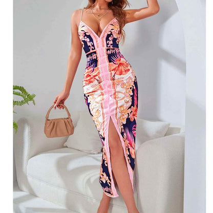 XS Pink Floral Sleeveless Midi Pencil Maxi Dress