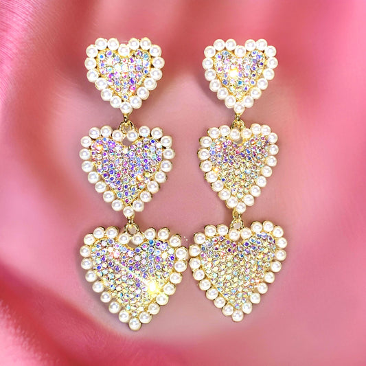 Glitterglam Heart Tiered Dangle Earrings