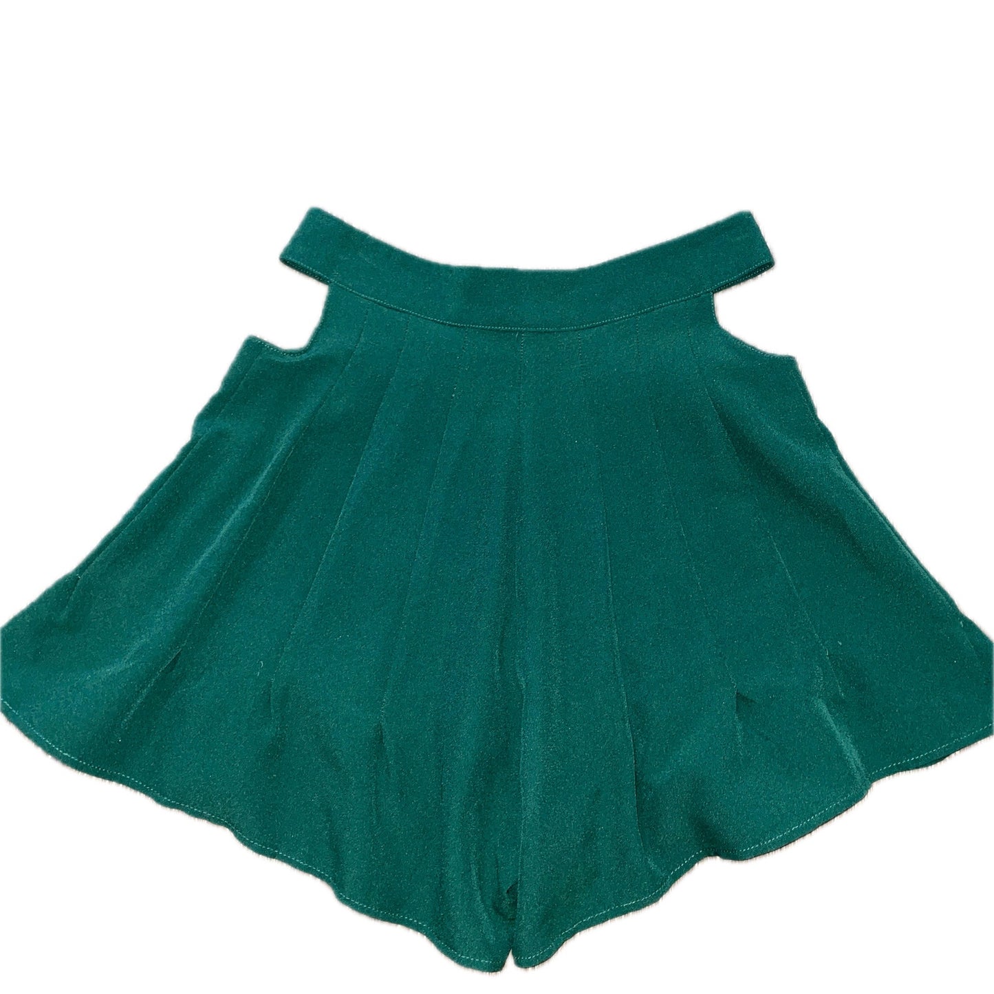 XS High Waisted Sexy Pleated Cutout Hunter Green Ruffle Shorts