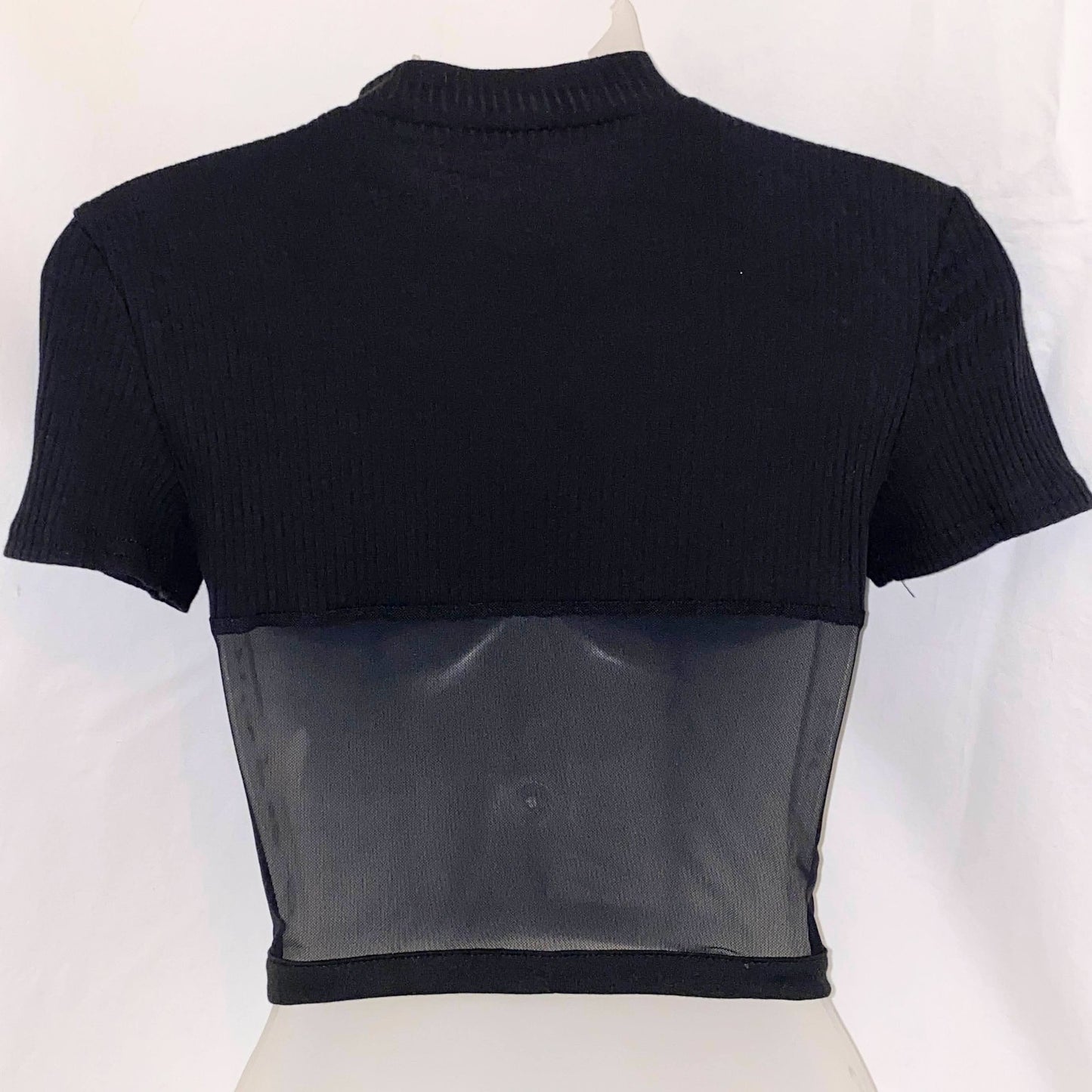 Small Black Mesh Corset Crop Top