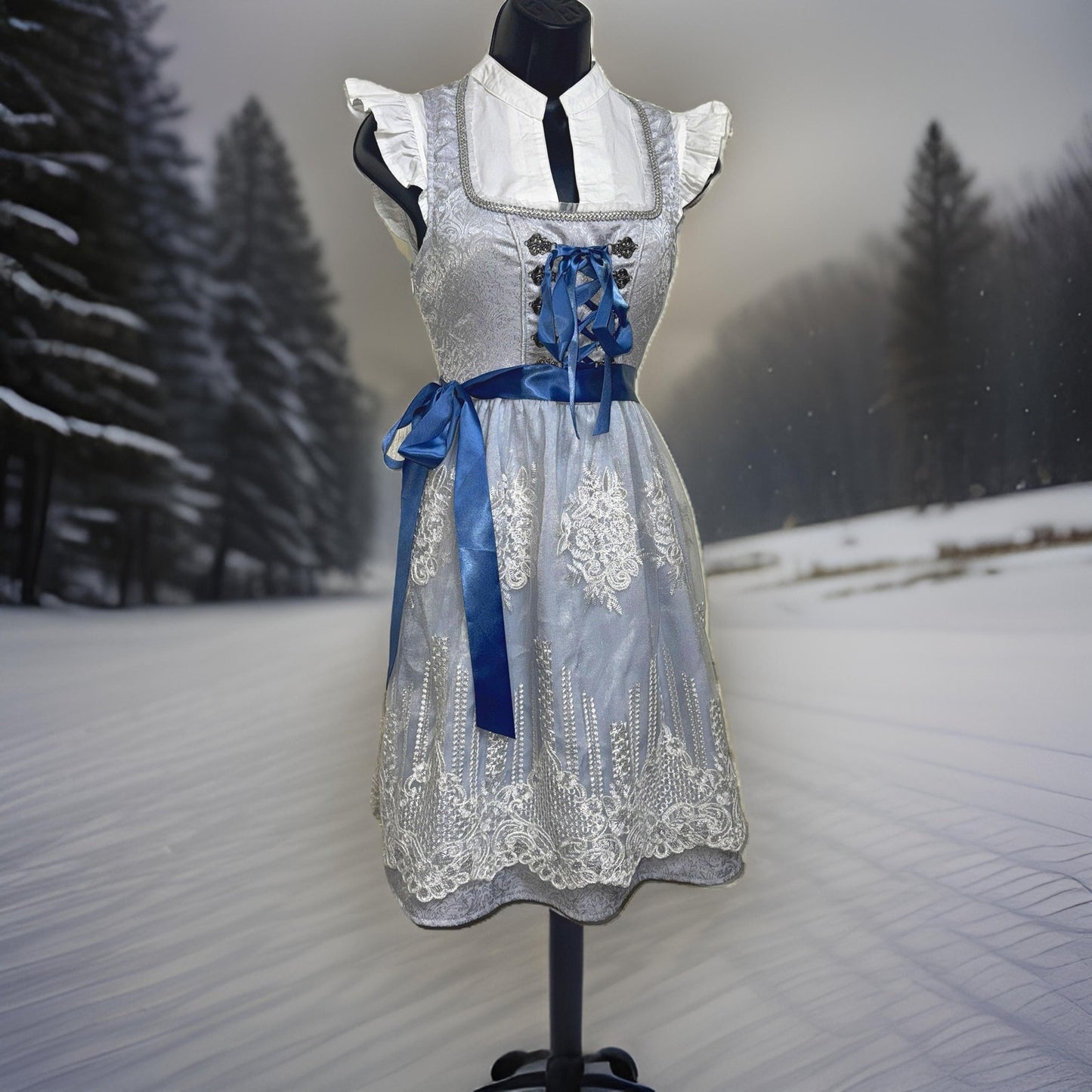 Powder Blue Lace Dirndl Dress Bella