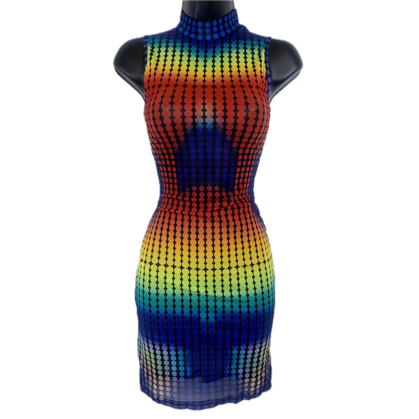 Mesh Rainbow Heatmap Mini Dress