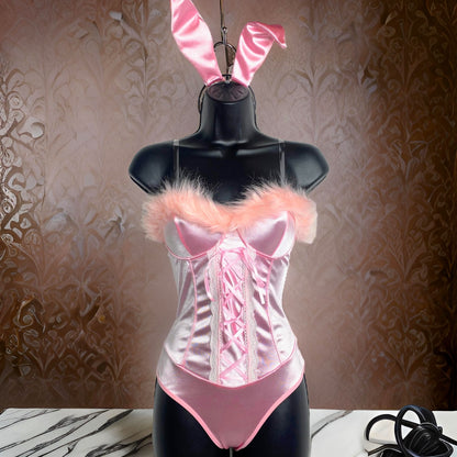 Silky Pink Feather Bunny Costume