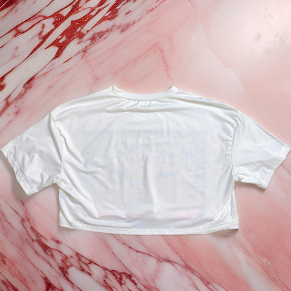 XS White Crop Pink Green Trippy T-shirt