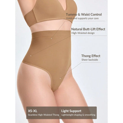 High Rise Tummy Control Shapewear Thong Panty