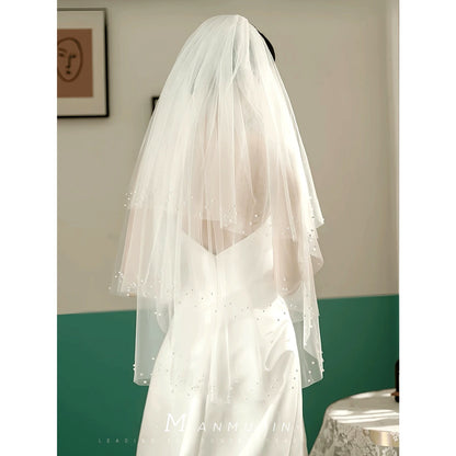 Pearl Garden Pearl Edge 3 Tier Wedding Veil - 39 inch