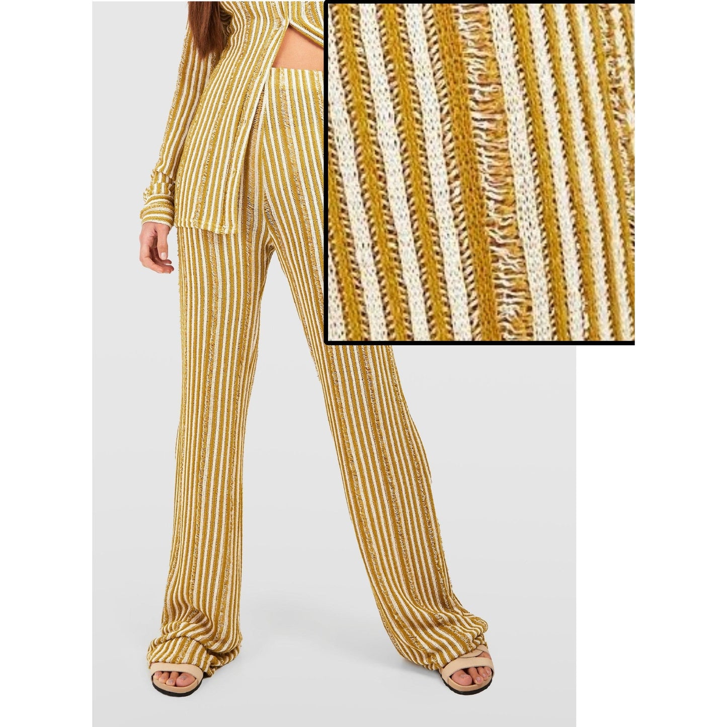 Open Weave Knit Mustard Pants