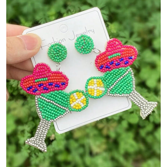 Beaded Tequila Drink Earrings