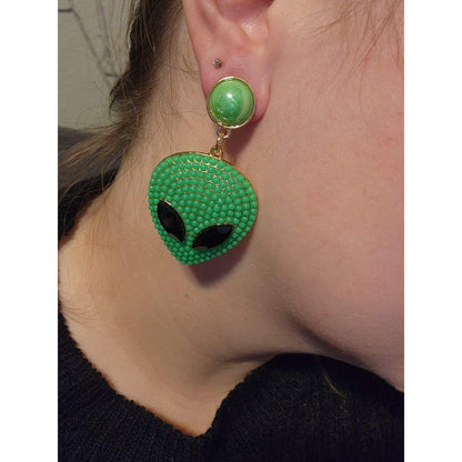 New Alien Drop Dangle Earrings Jewel Gem Crystal Gift Space Rave Planet UFO Y2k