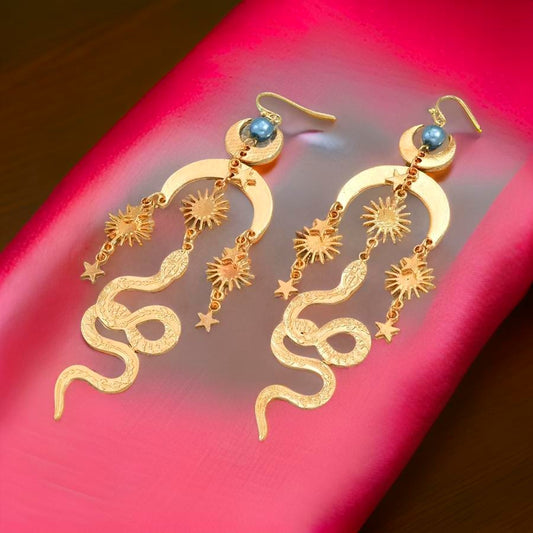 Celestial Snake Chandelier Earrings