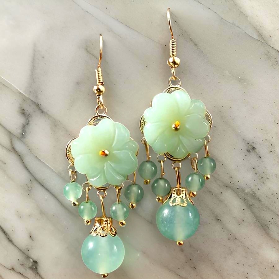 Jade Dangle Beaded Earrings