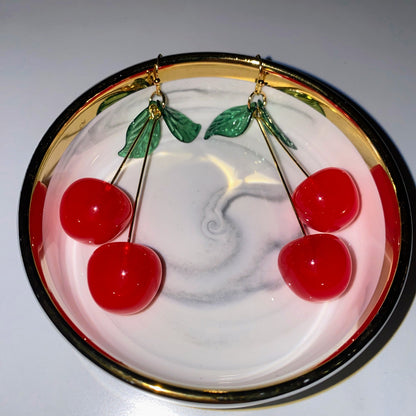 Red Cherry Dangle Earrings