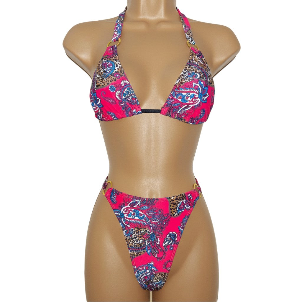 Pink Paisley Bikini Swimsuit Set