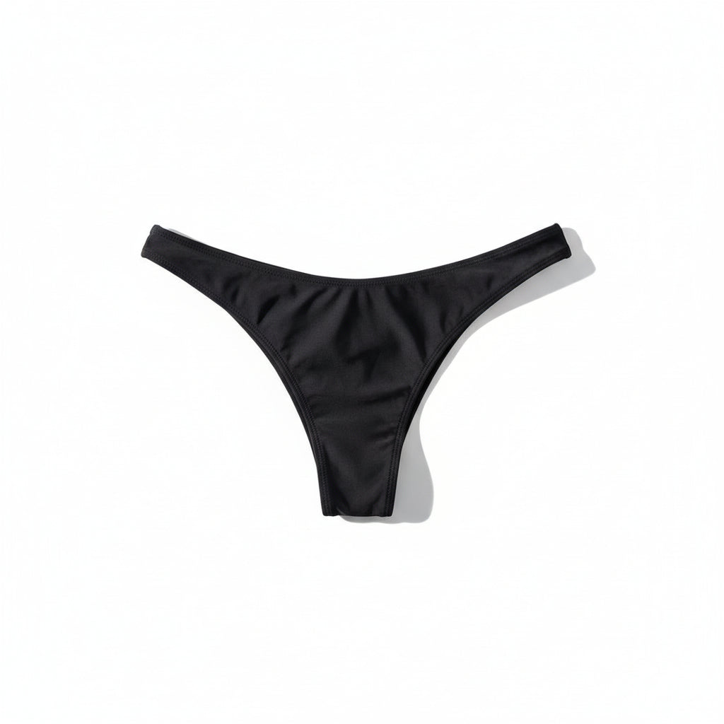 Black Low Rise Bikini Swim Bottoms