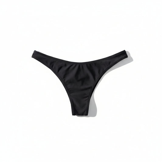 Black Low Rise Bikini Swim Bottoms