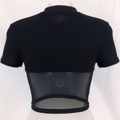Small Black Mesh Corset Crop Top