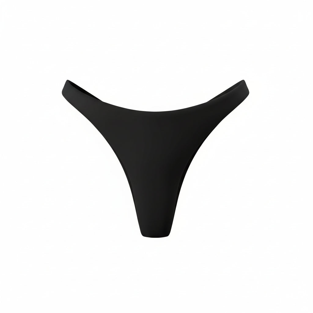 High Cut Black Cheeky Bikini Swim Bottoms