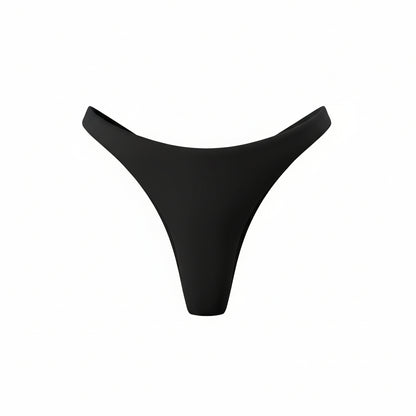 High Cut Black Cheeky Bikini Swim Bottoms