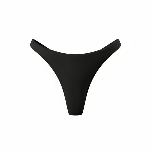 High Cut Black Cheeky Bikini Swim Bottoms