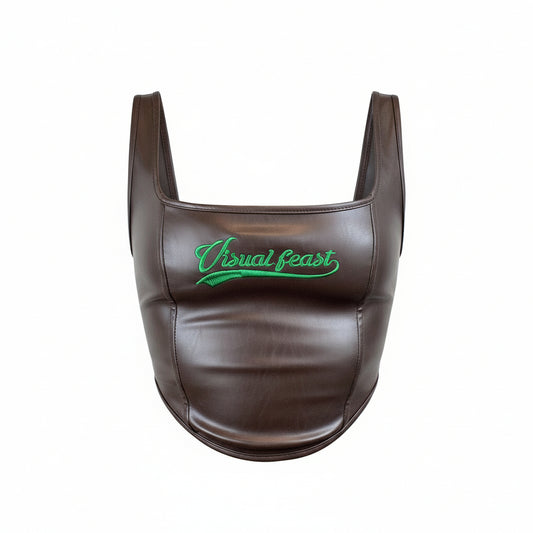 Vegan Leather Brown Corset Top