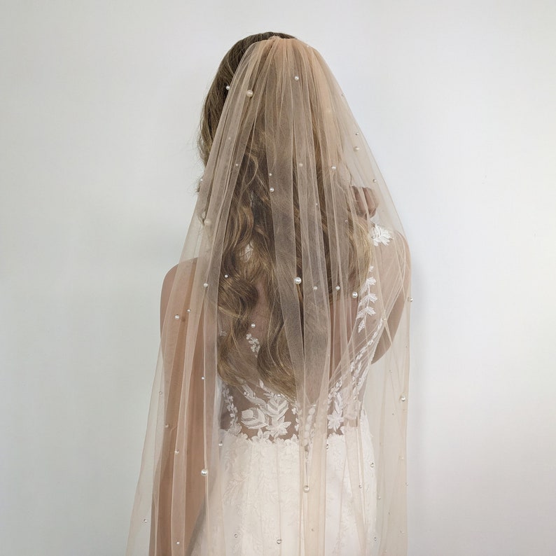 Celestial Pearl Veil - Champagne