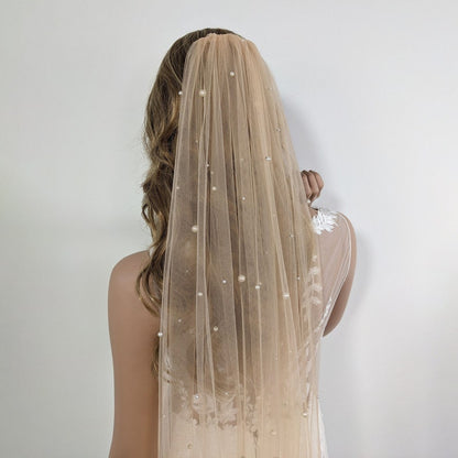 Celestial Pearl Veil - Champagne