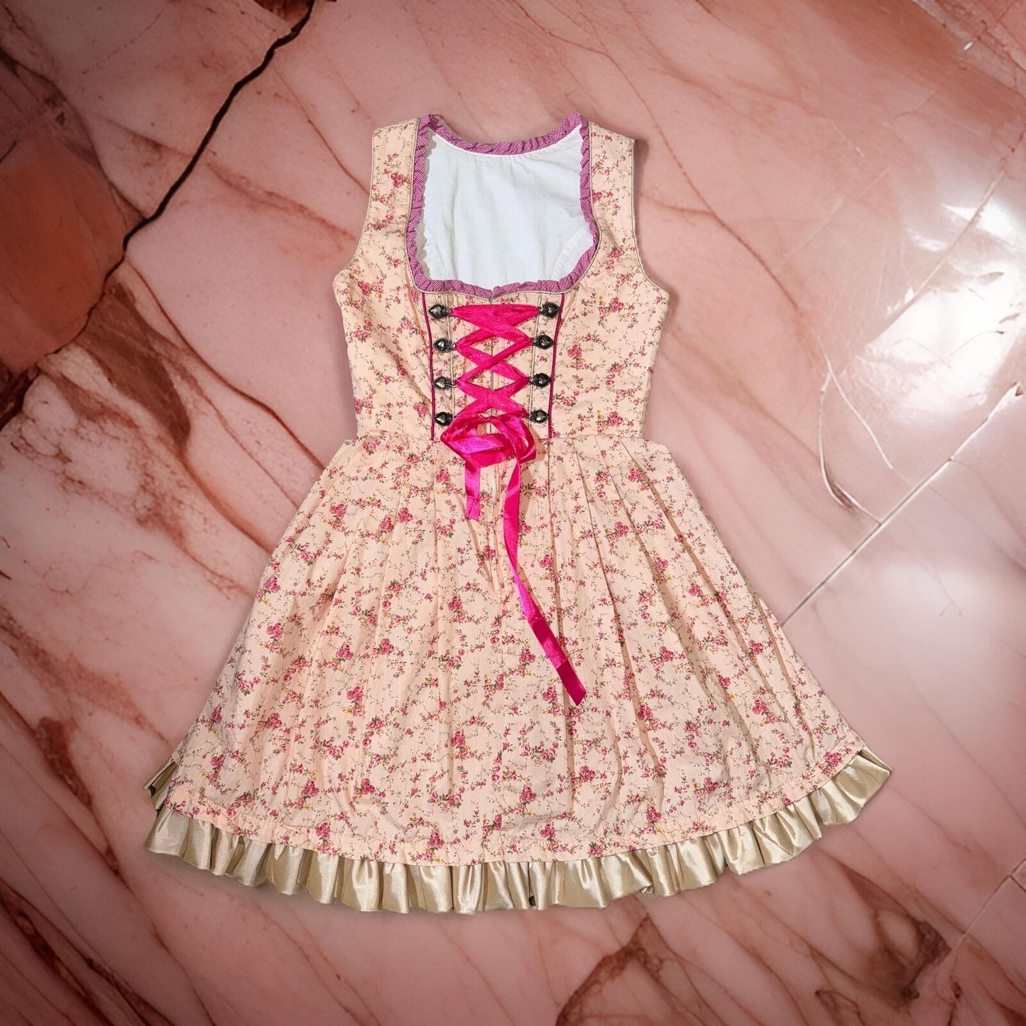 Pink Floral Dirndl Dress Katja