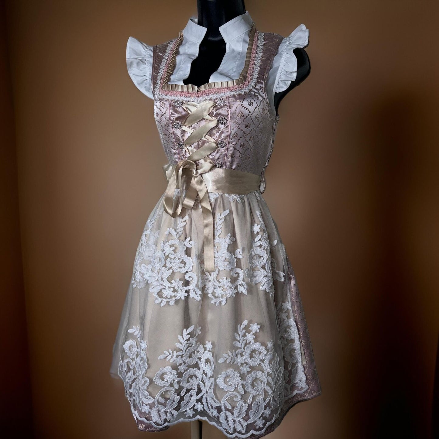 Pink Beige Lace Dirndl Dress Mia