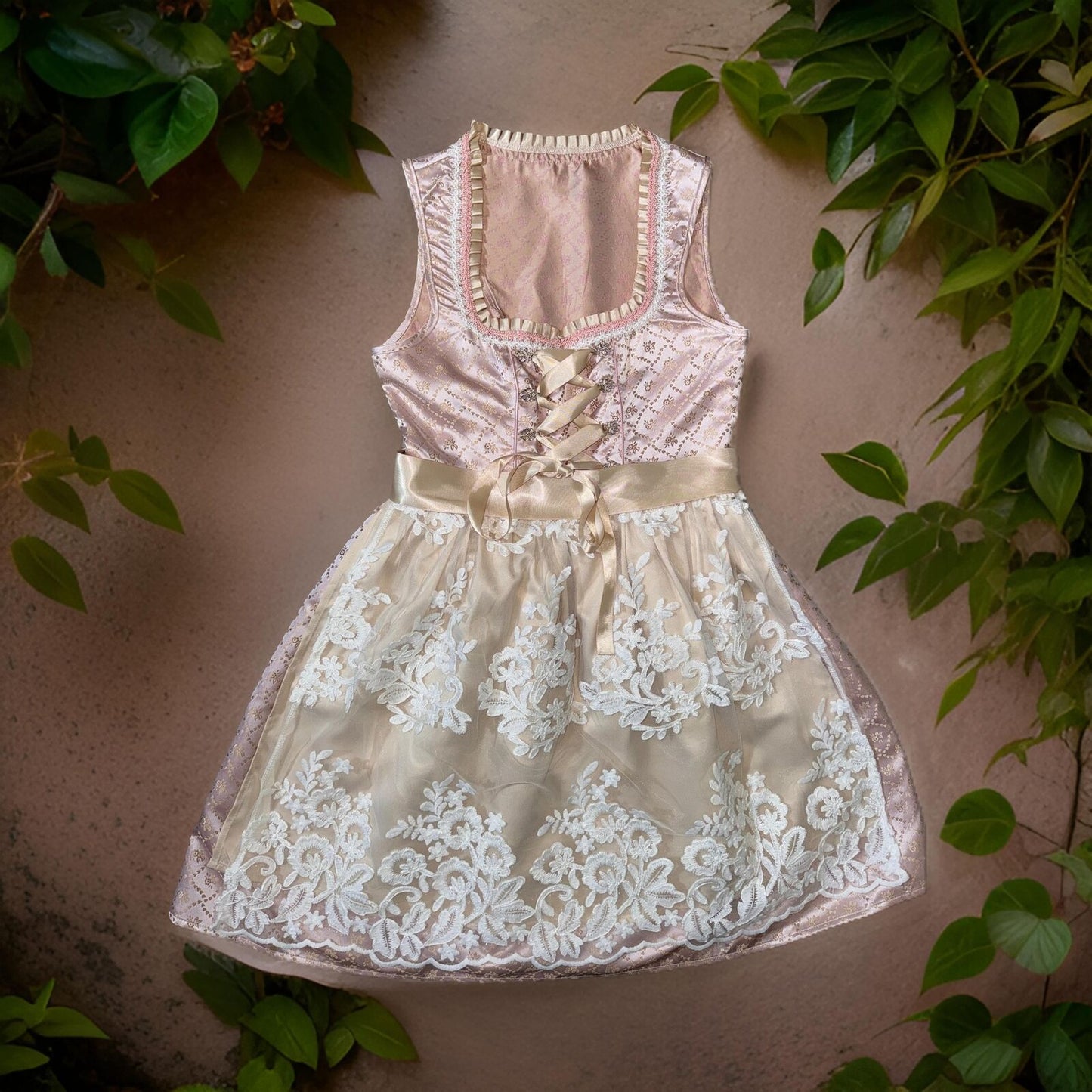 Pink Beige Lace Dirndl Dress Mia