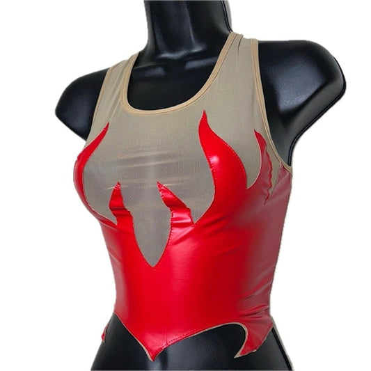 Fanning Flames Mesh Top