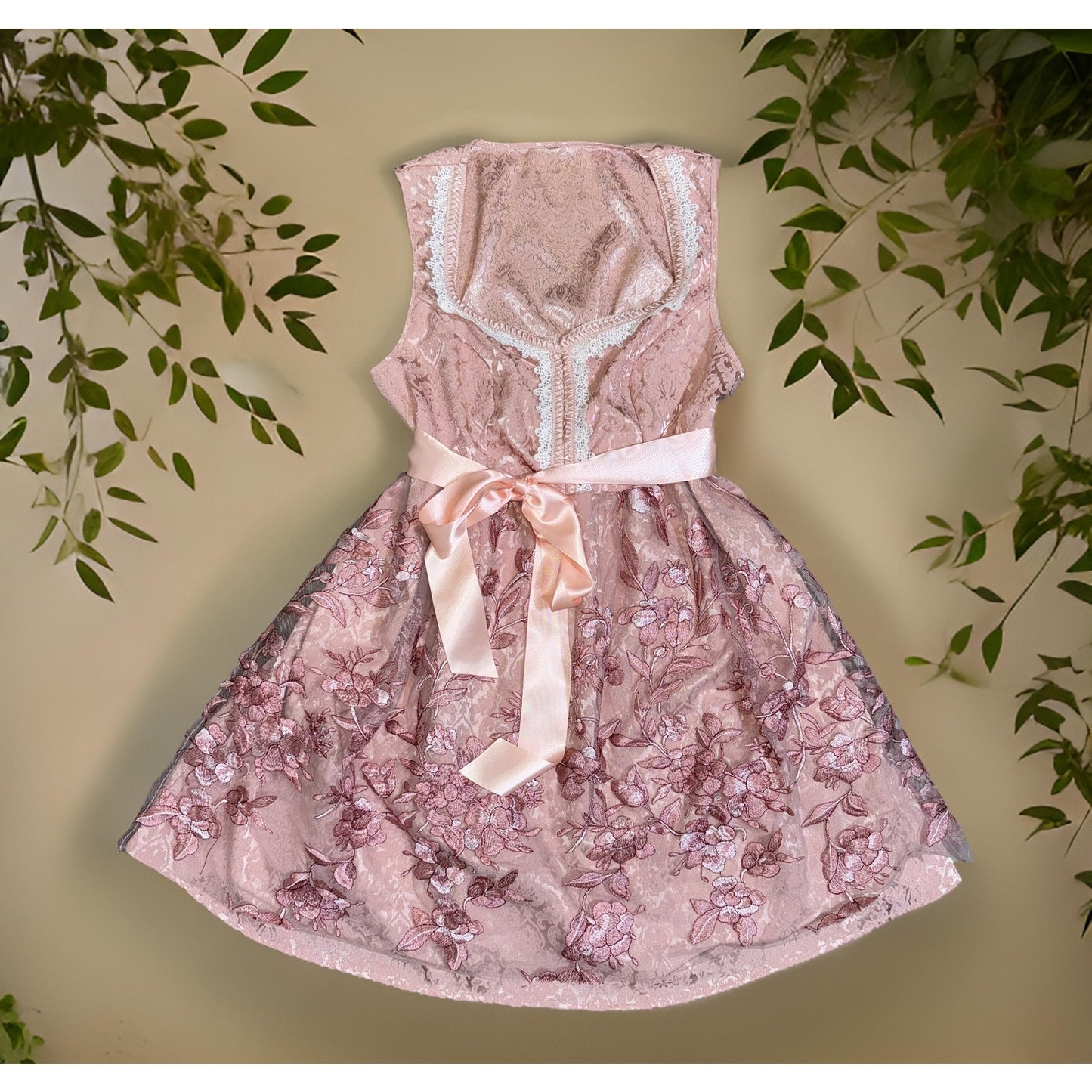 Plus Mauve Pink Lace Dirndl Dress Arya